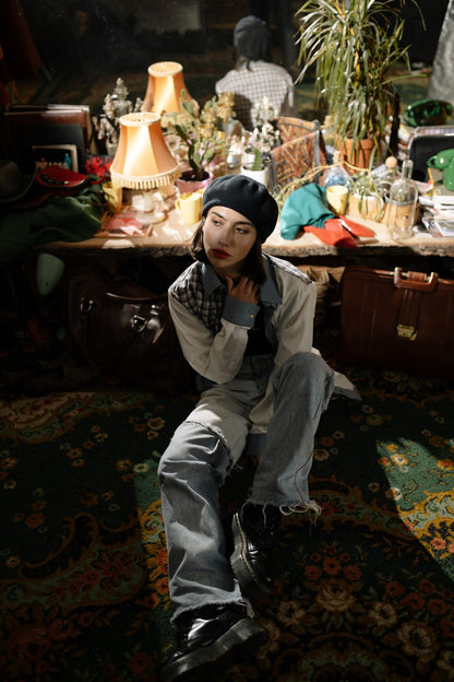 Vintage Patchwork Denim Shacket — Oversized Longline