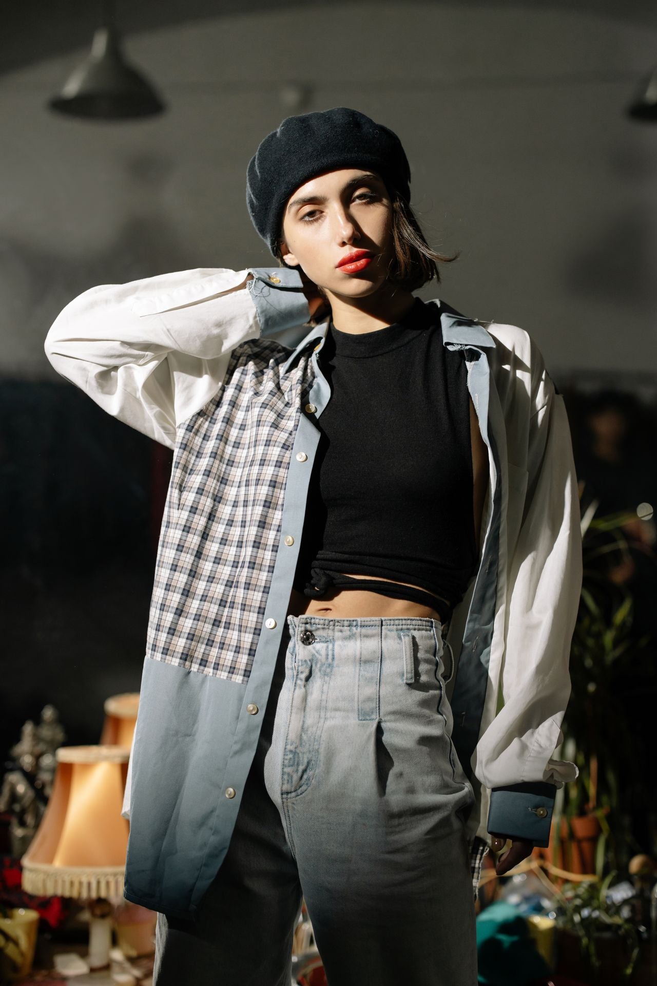 Vintage Patchwork Denim Shacket — Oversized Longline